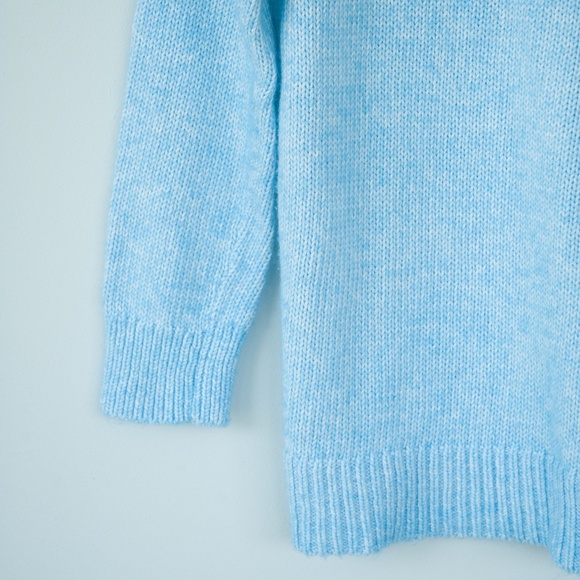 LOFT Blue Cable Knit Back Detail Sweater - Picture 7 of 12